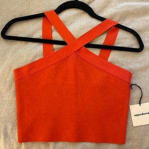Super down Cross front crop top - NWT